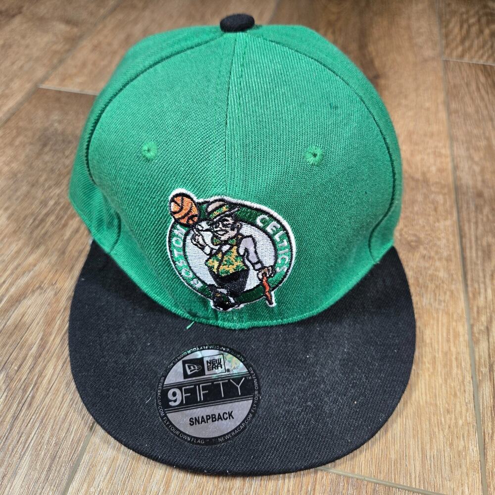 New Era 9FIFTY Boston Celtics Snapback Hat Black Green NBA Adjustable Cap